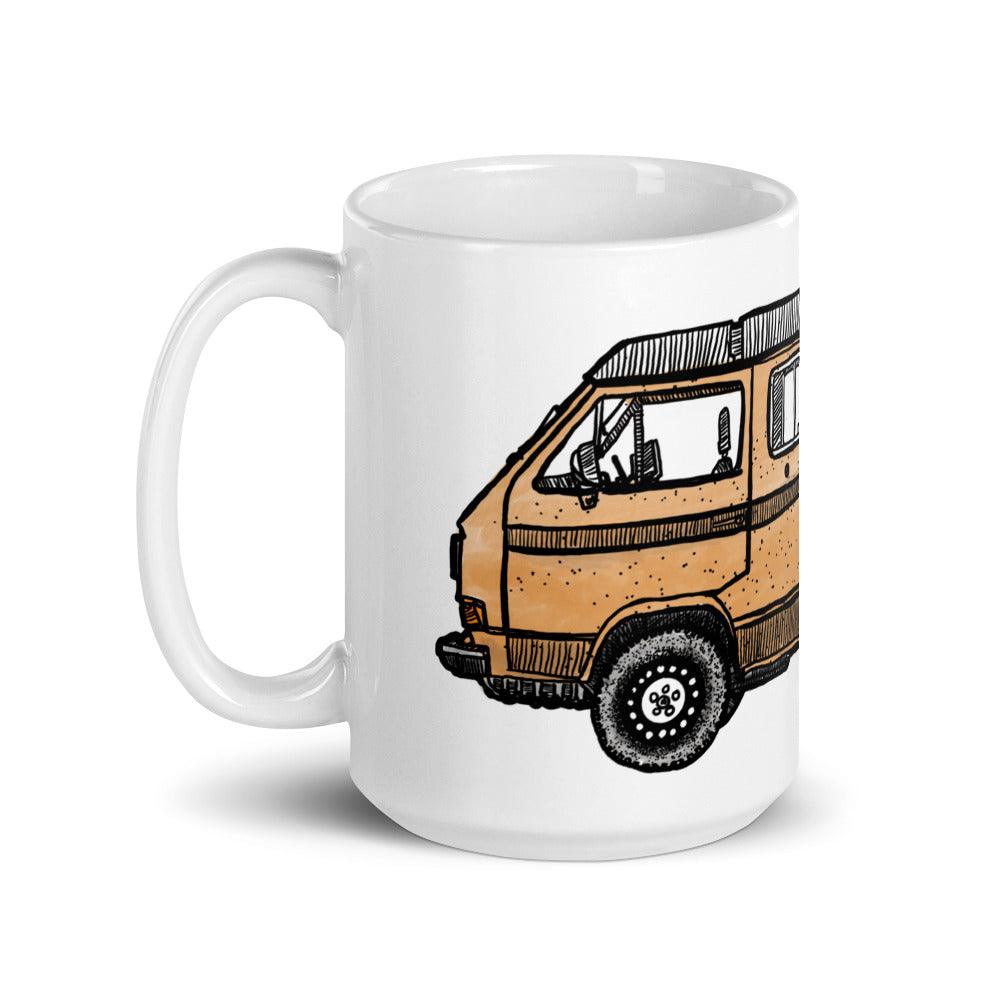 BellavanceInk: Coffee Mug With Vintage VW Westfalia Van Pen And Ink Illustration - BellavanceInk