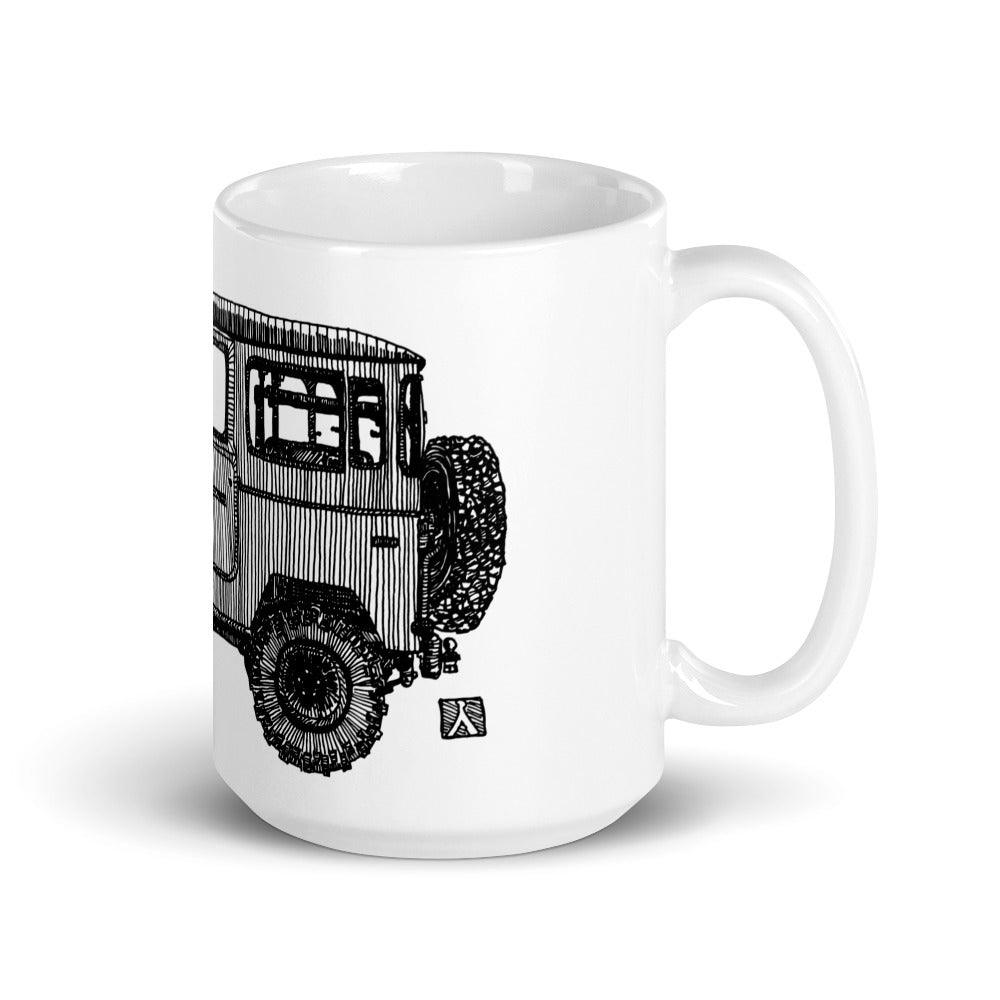BellavanceInk: Vintage Toyota FJ40 Pen And Ink Illustration On A White Coffee Mug - BellavanceInk