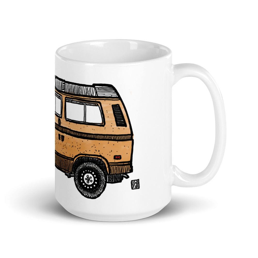 BellavanceInk: Coffee Mug With Vintage VW Westfalia Van Pen And Ink Illustration - BellavanceInk