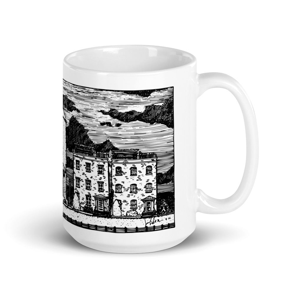 BellavanceInk: Coffee Mug With Pen & Ink Sketch Of City Walk And The Train Coal Tower In Charlottesville