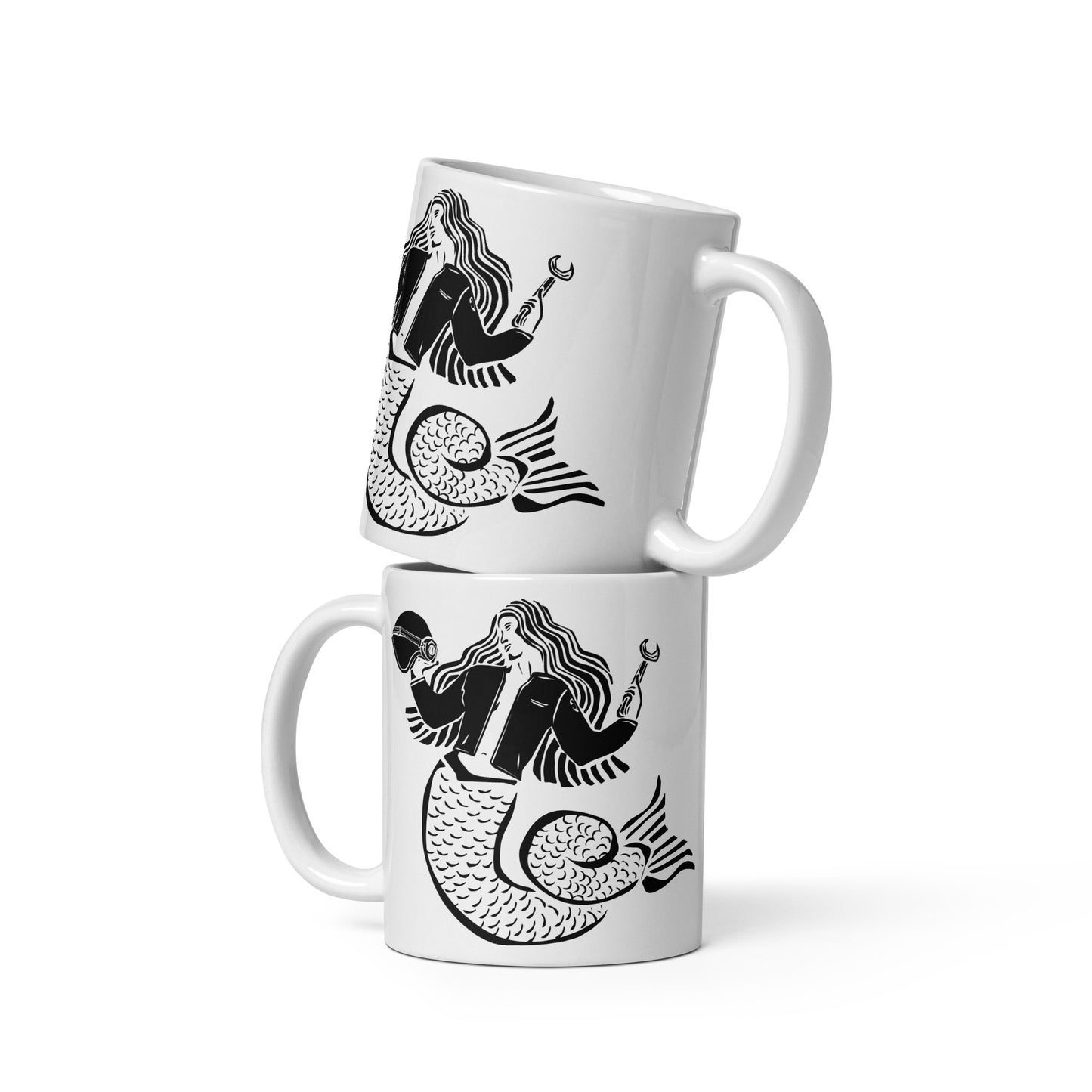 BellavanceInk: Coffee Mug With Mermaid With Helmet, Wrench, And Leather Jacket
