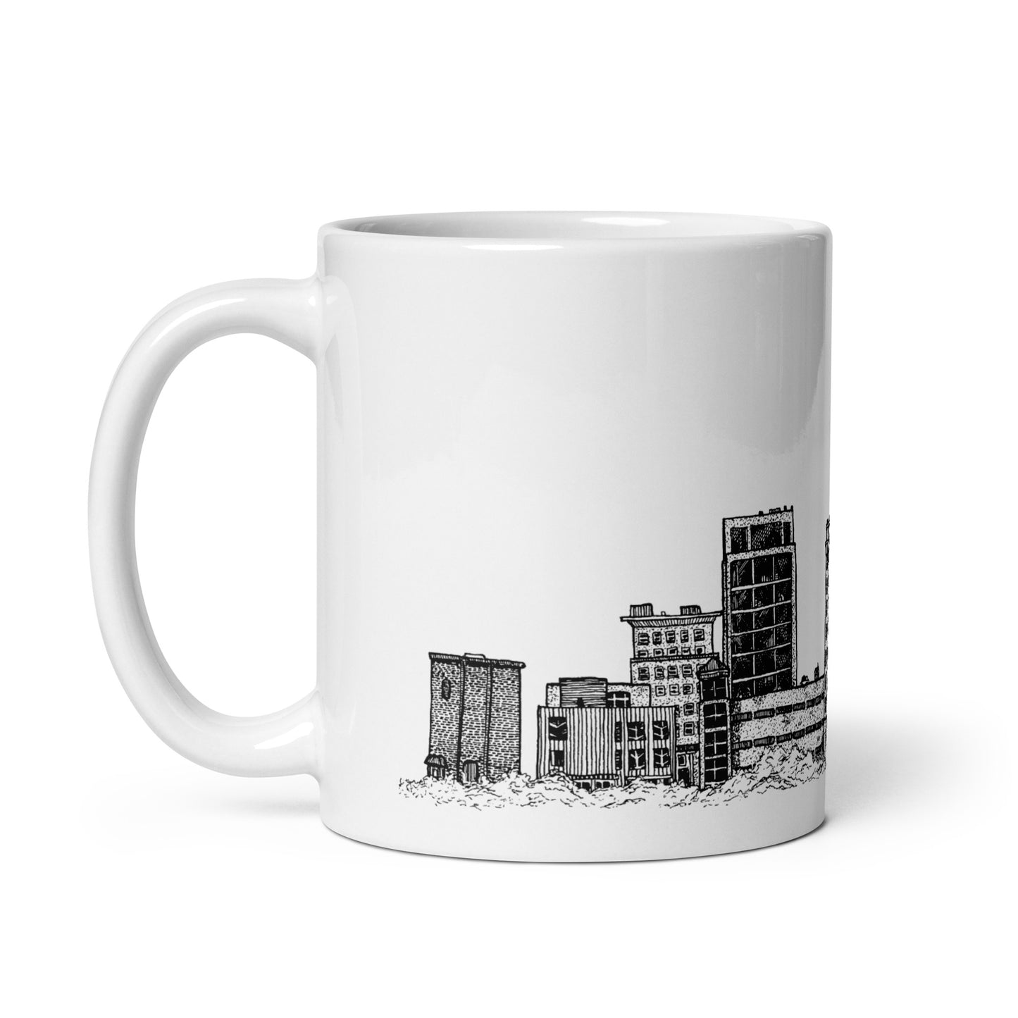 BellavanceInk: Coffee Mug With Pen & Ink Watercolor Sketch Of Giant Marshmallow Monster Attacking The Landmark Hotel In Charlottesville