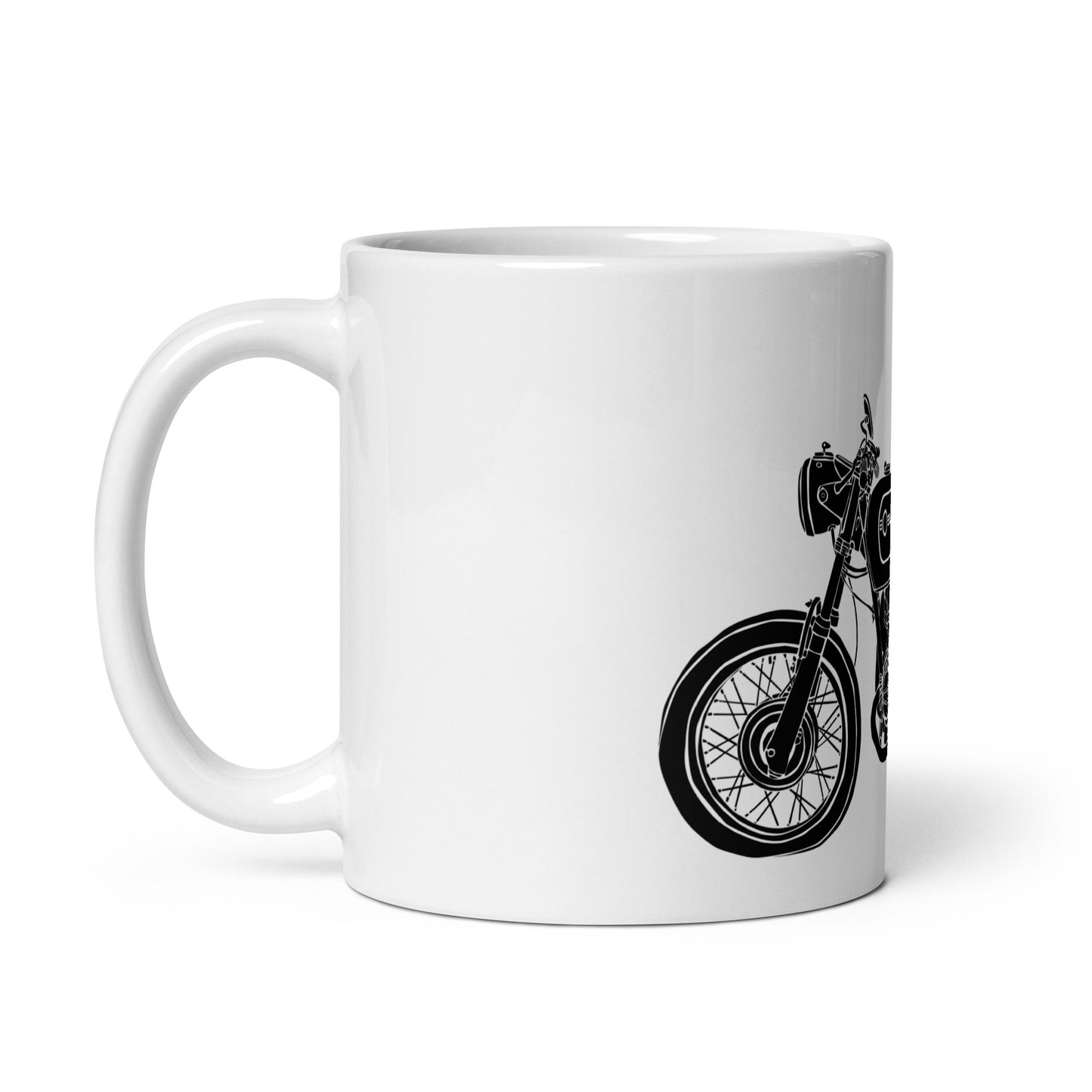 BellavanceInk: Coffee Mug With A Crow Sitting On Top Of A Vintage Cafe Racer Motorcycle Pen & Ink Sketch