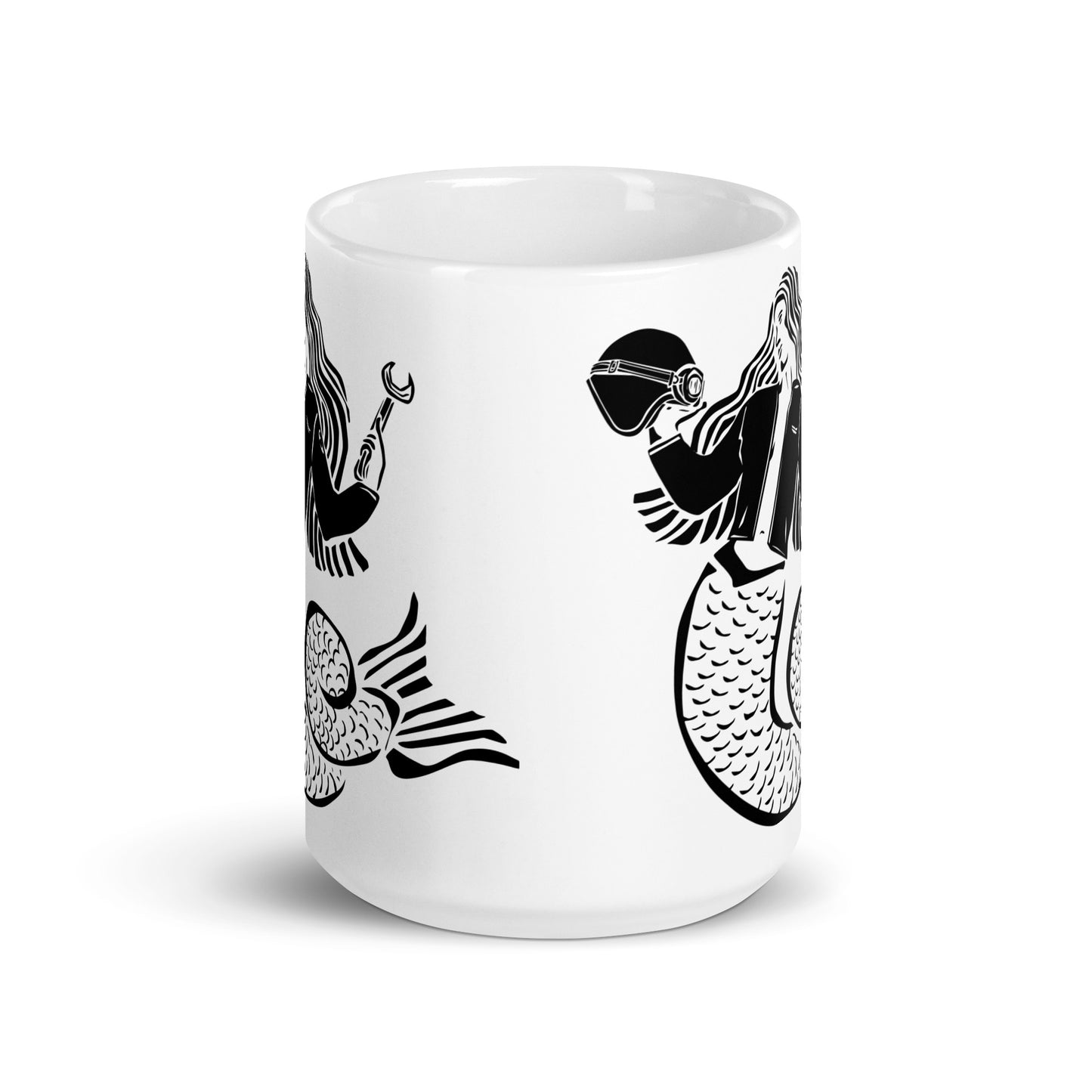 BellavanceInk: Coffee Mug With Mermaid With Helmet, Wrench, And Leather Jacket