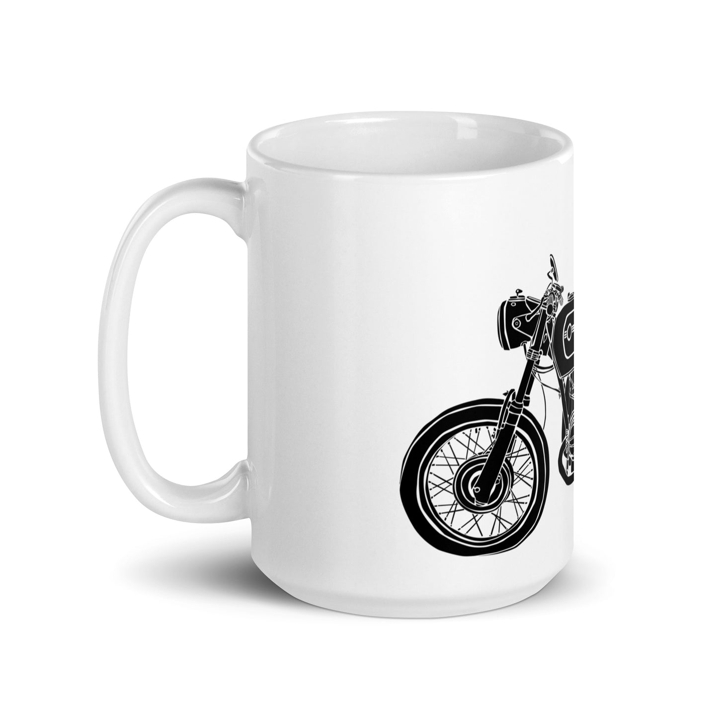 BellavanceInk: Coffee Mug With A Crow Sitting On Top Of A Vintage Cafe Racer Motorcycle Pen & Ink Sketch