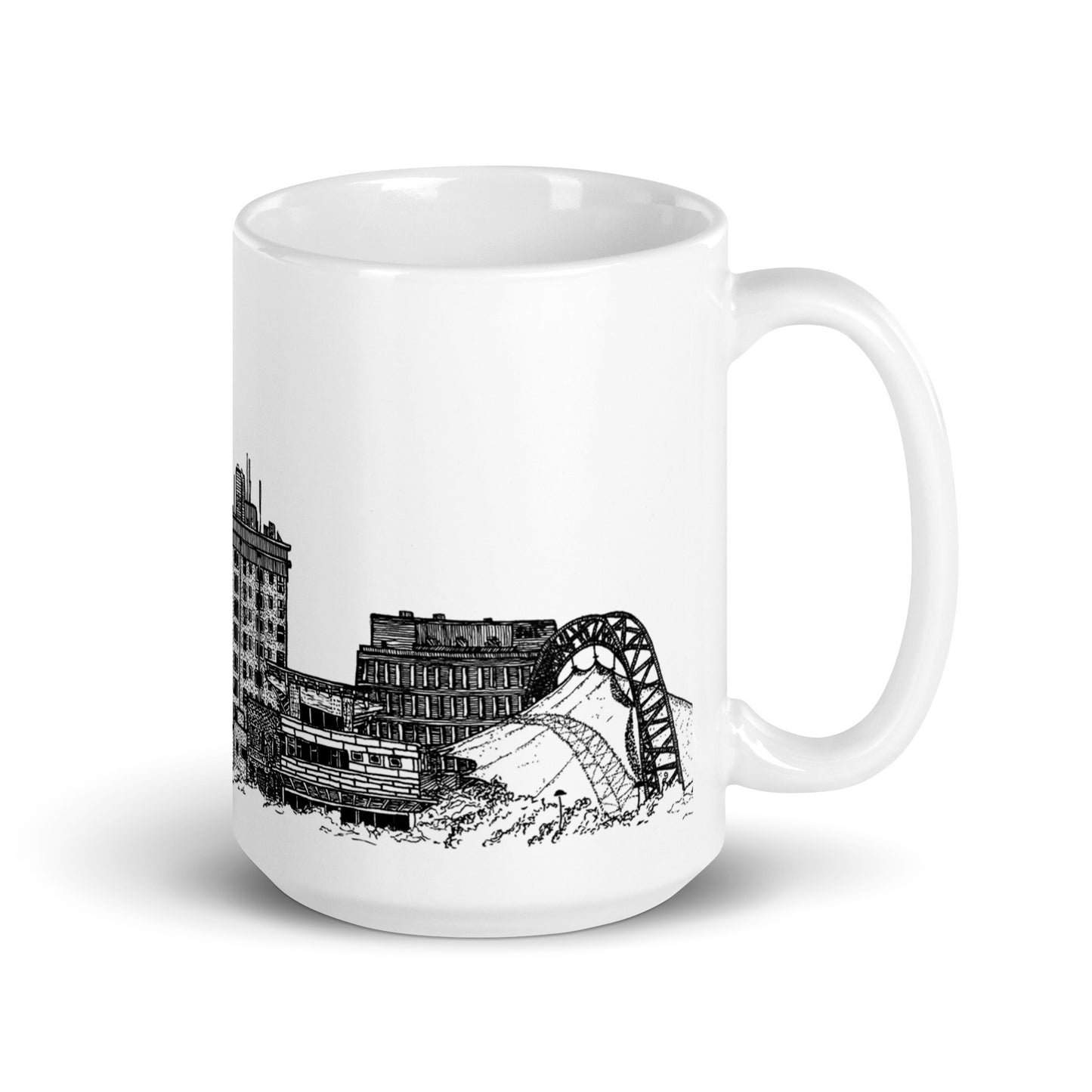 BellavanceInk: Coffee Mug With Pen & Ink Watercolor Sketch Of Giant Monster Karen Attacking The Abandoned Landmark Hotel In Charlottesville