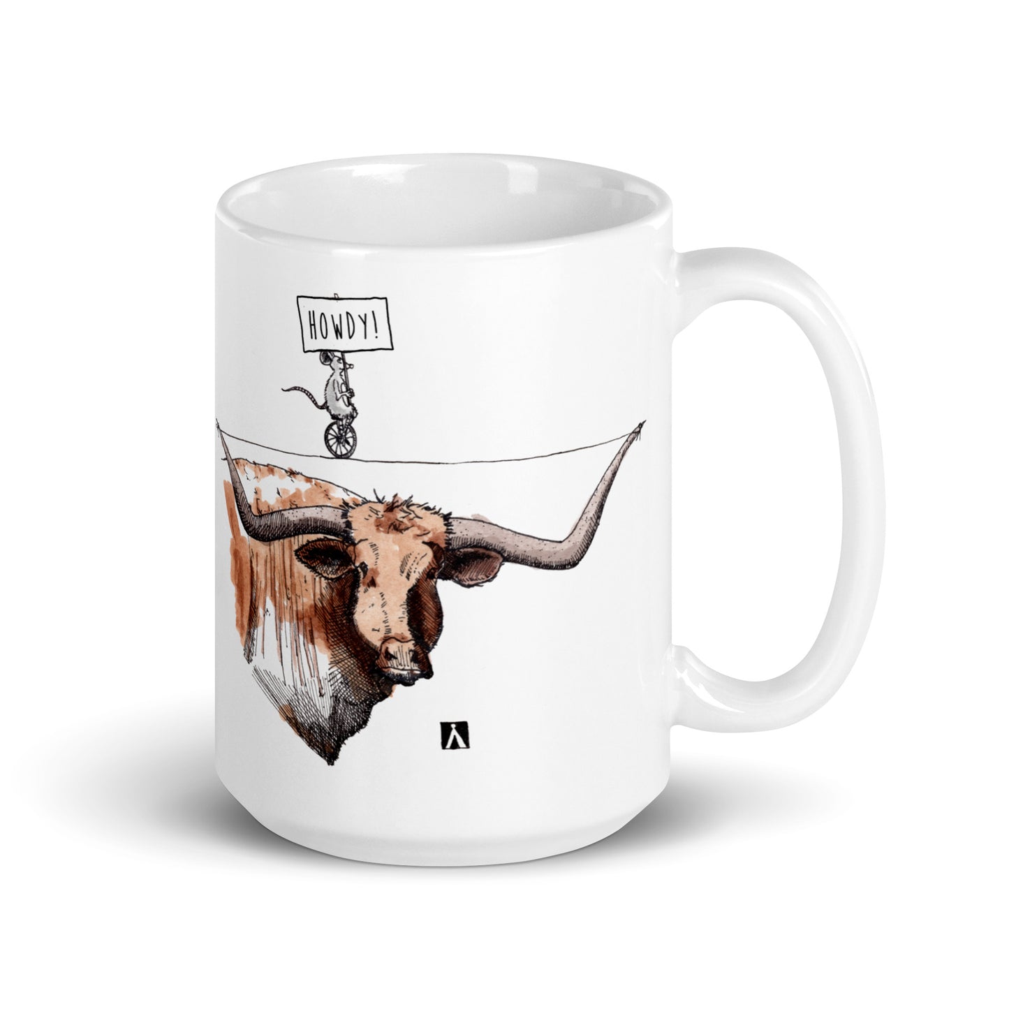 BellavanceInk: Coffee Mug With Longhorn Steer And Mouse "Howdy"