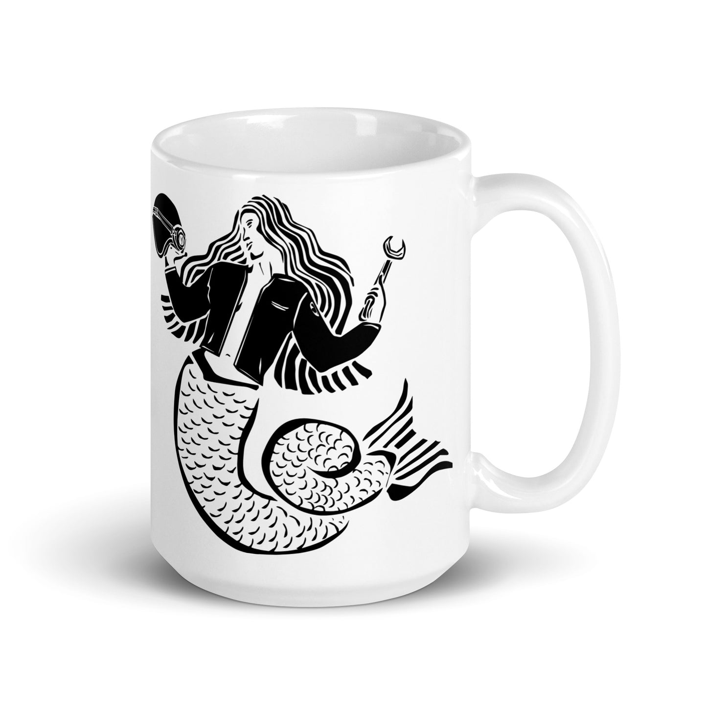 BellavanceInk: Coffee Mug With Mermaid With Helmet, Wrench, And Leather Jacket