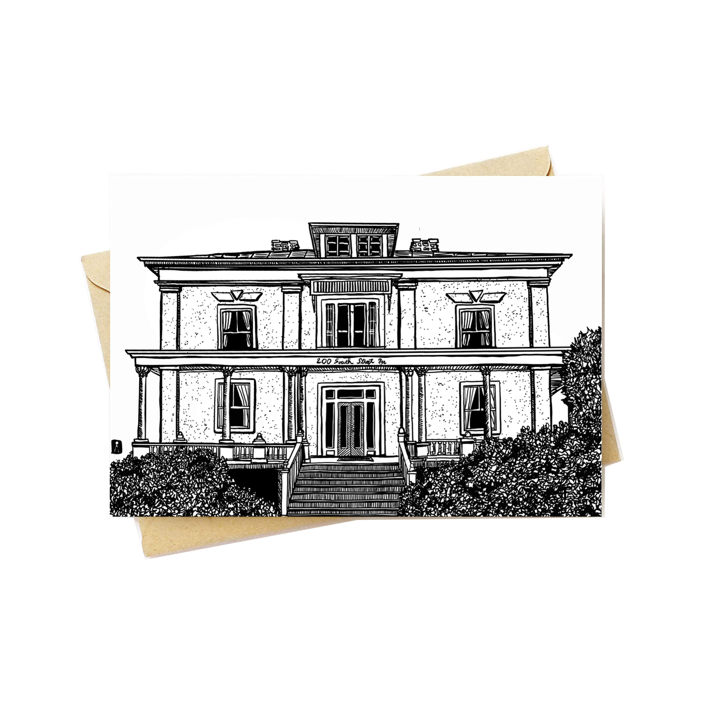 BellavanceInk: Greeting Card With A Pen & Ink Drawing Of 200 South Street Inn, Charlottesville 5 x 7 Inches