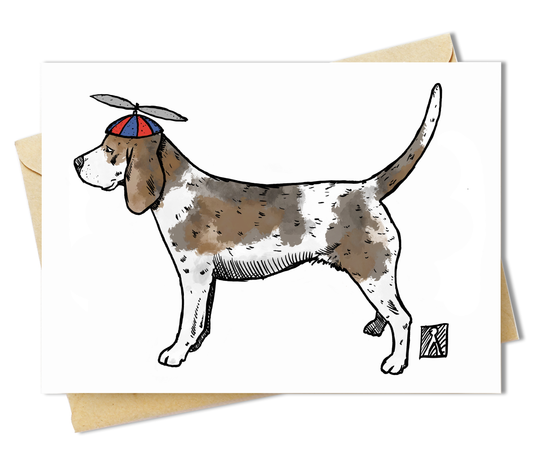 BellavanceInk: Greeting Card With Pen & Ink Drawing of a Beagle In Their Beanie Flyer 5 x 7 Card