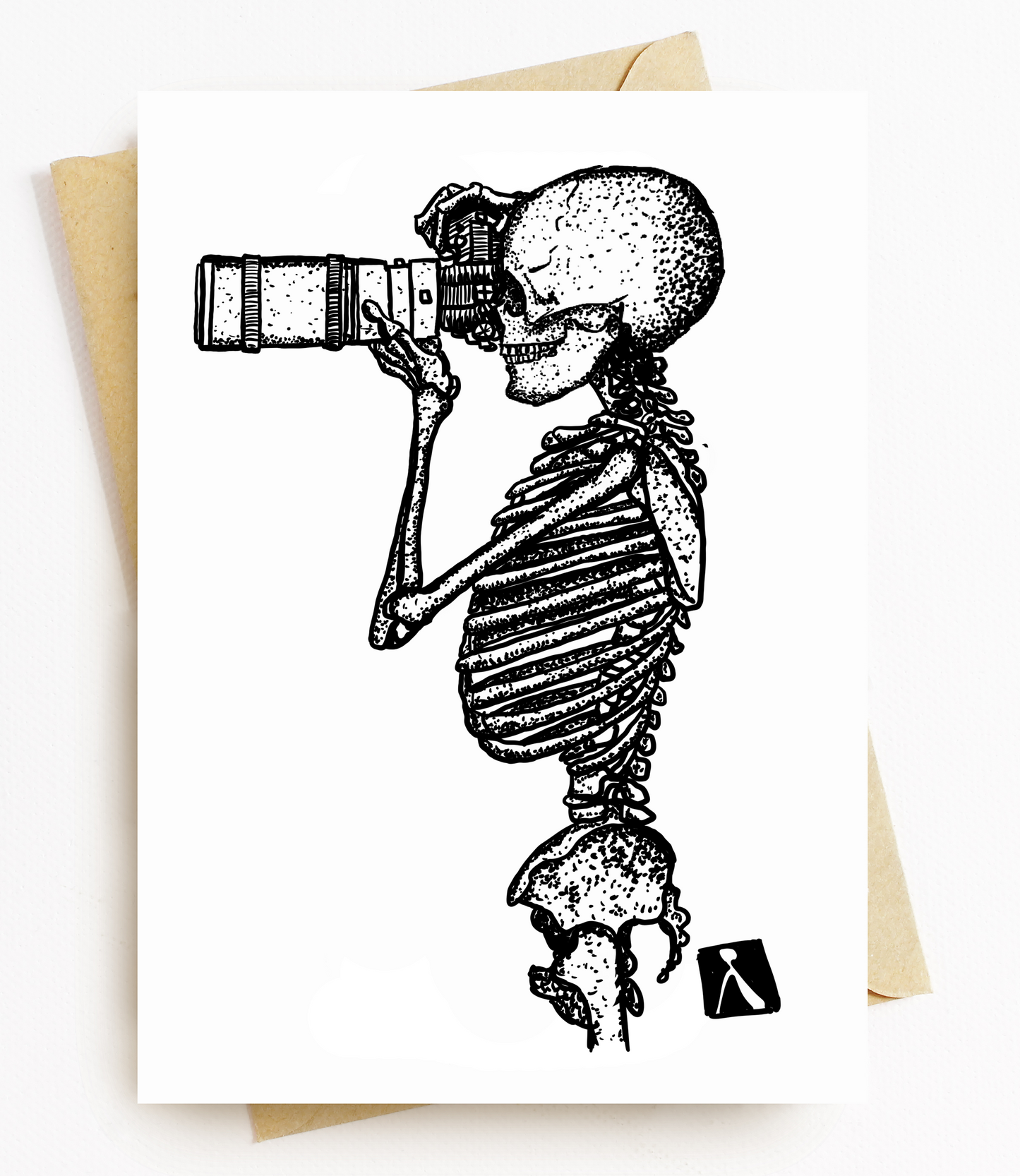 BellavanceInk: Greeting Card With Skeleton Photographer Using 35MM Camera 5 x 7 Inches