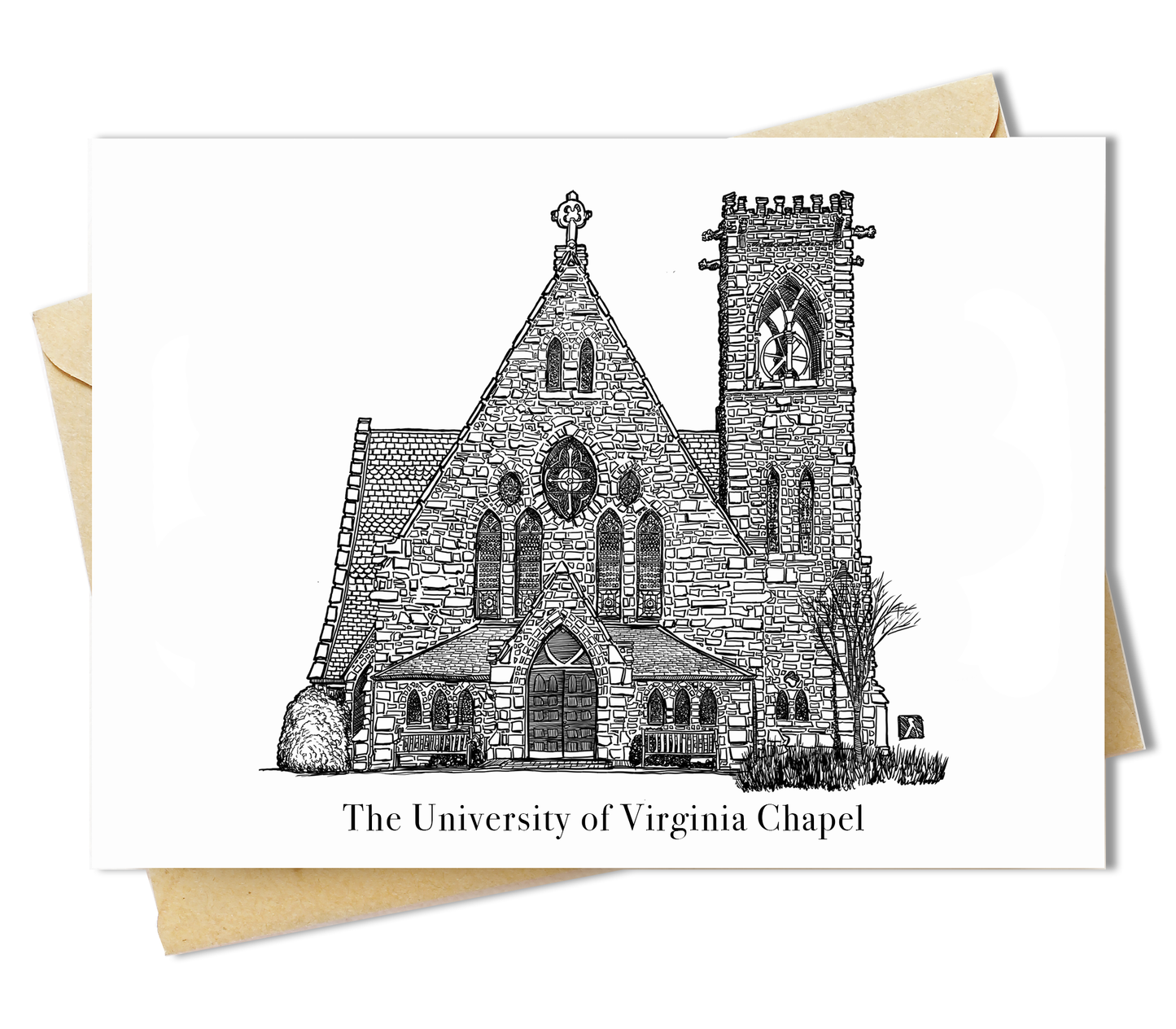 BellavanceInk: Greeting Card With A Pen & Ink Drawing Of The University Of Virginia Chapel 5 x 7 Inches (Officially Licensed)