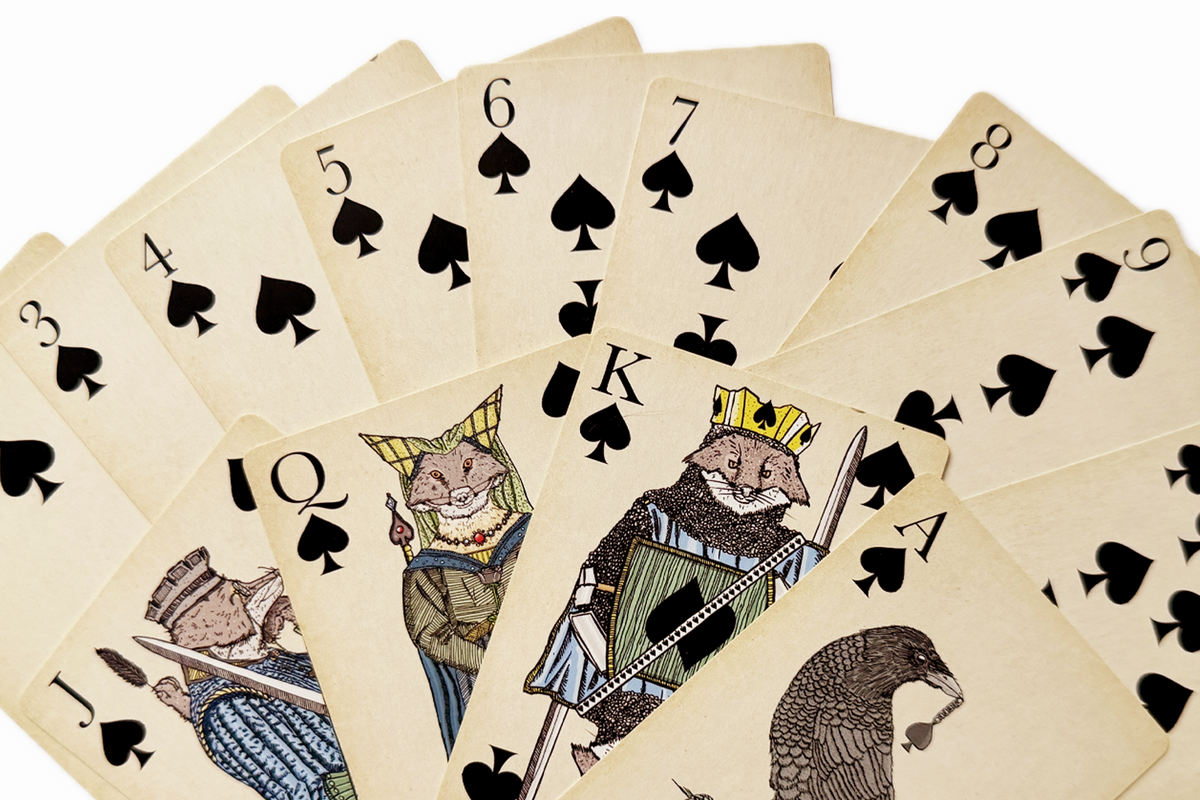 Aesop's Fable The Fox And The Crow Hand Drawn Playing Cards