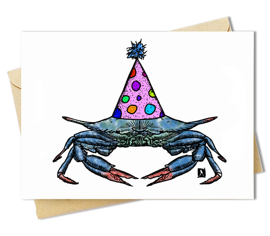 BellavanceInk: Birthday Card With Maryland Blue Crab With Birthday Party Hat