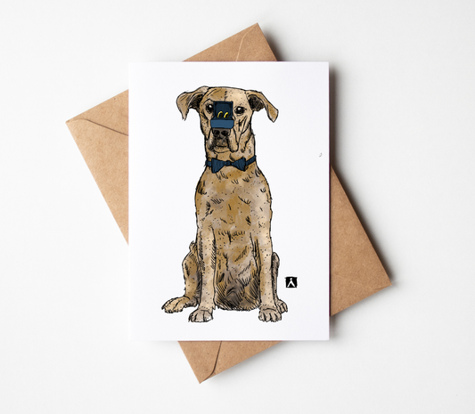 BellavanceInk: Wedding Congratulations Card With Dog Holding Wedding Rings 5 x 7 Inches