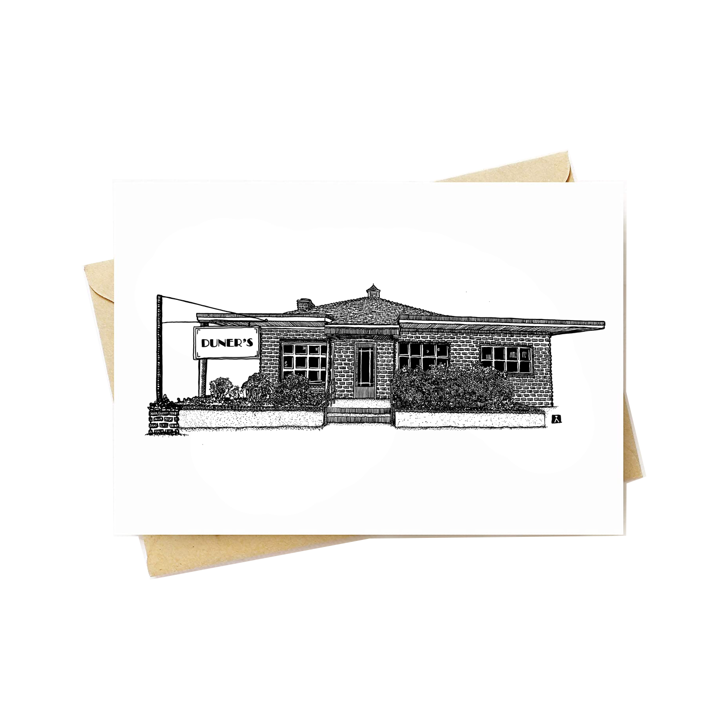 BellavanceInk: Greeting Card With A Pen & Ink Drawing Of Duners Restaraunt In Ivy 5 x 7 Inches