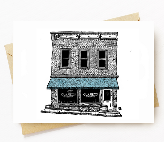 BellavanceInk: Greeting Card With A Pen & Ink Drawing Of Guajiros Miami Eatery In Charlottesville
