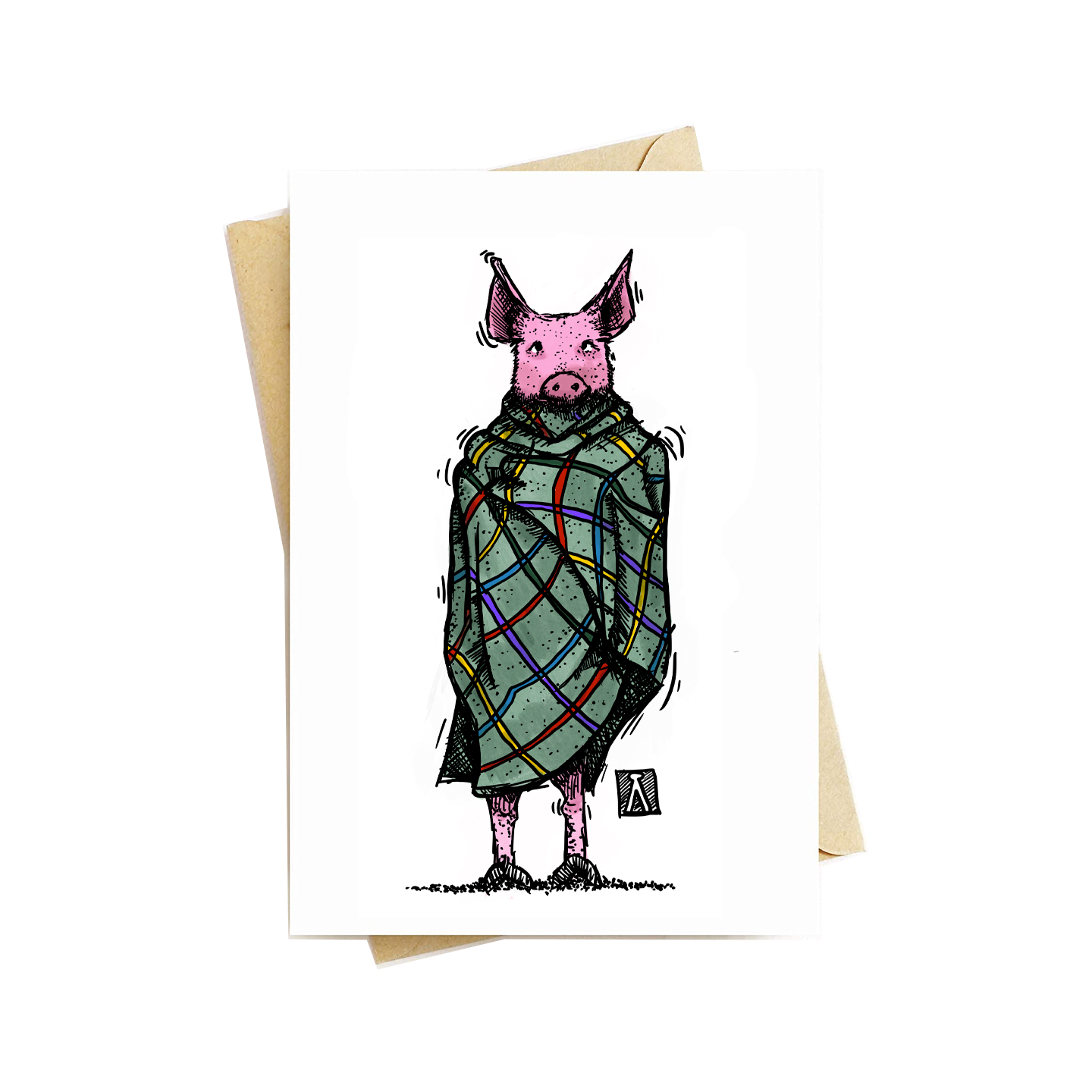 BellavanceInk: Get Well Card With Sick Pig In A Blanket 5 x 7 Inches
