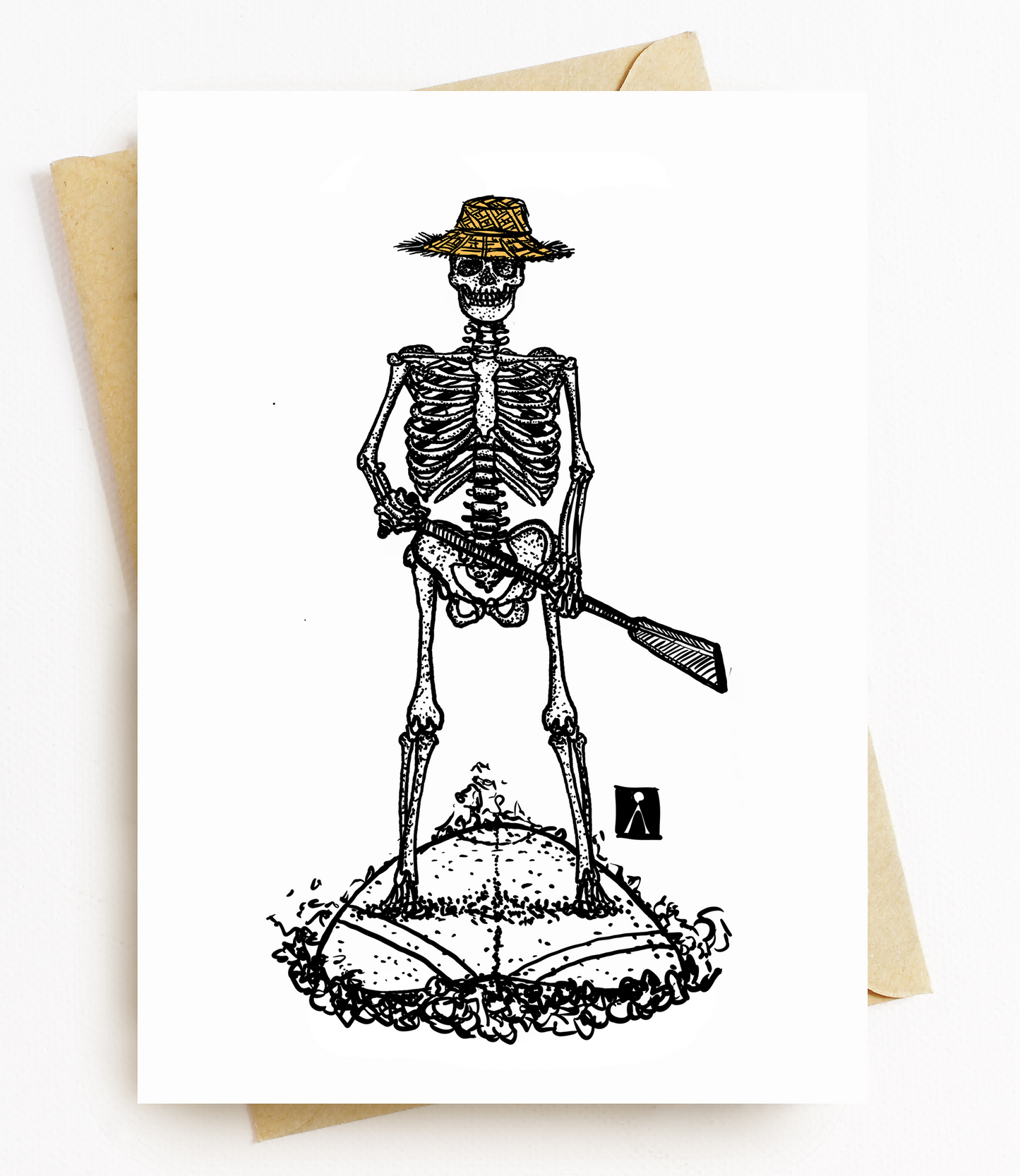 BellavanceInk: Greeting Card With Skeleton On Their Paddle Board 5 x 7 Inches