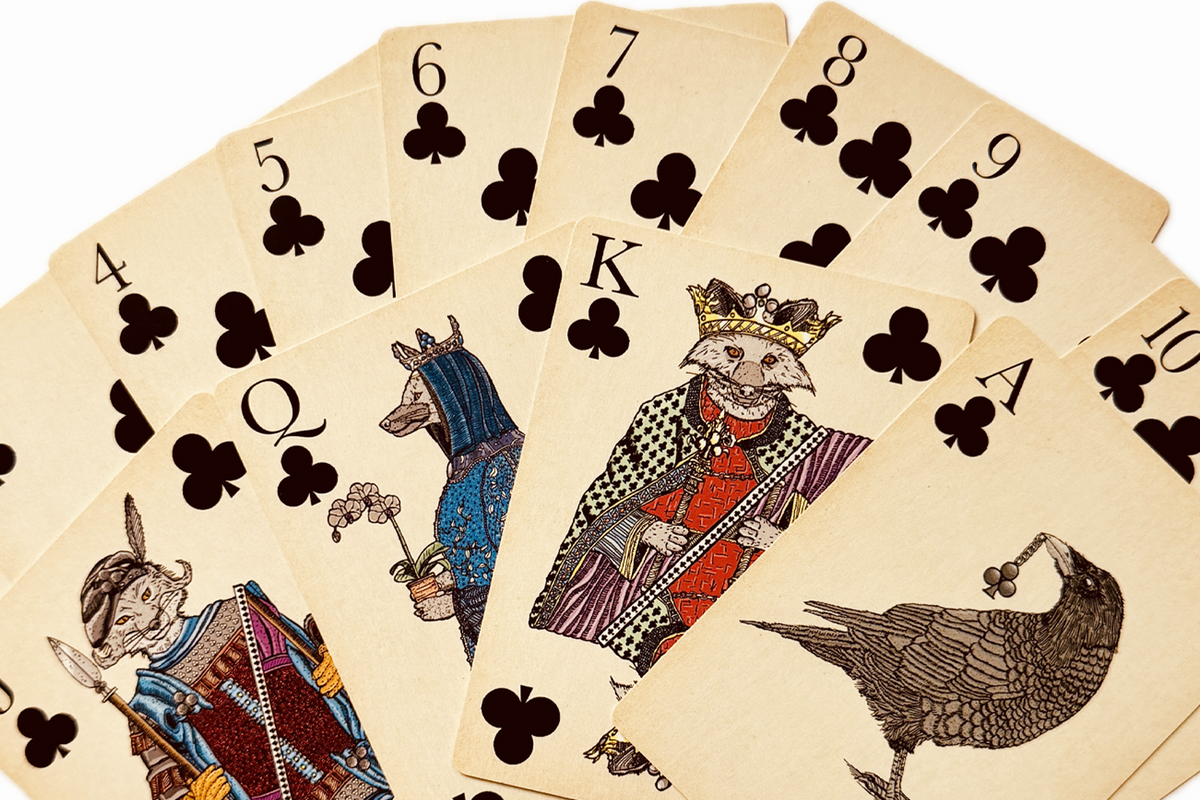 Aesop's Fable The Fox And The Crow Hand Drawn Playing Cards