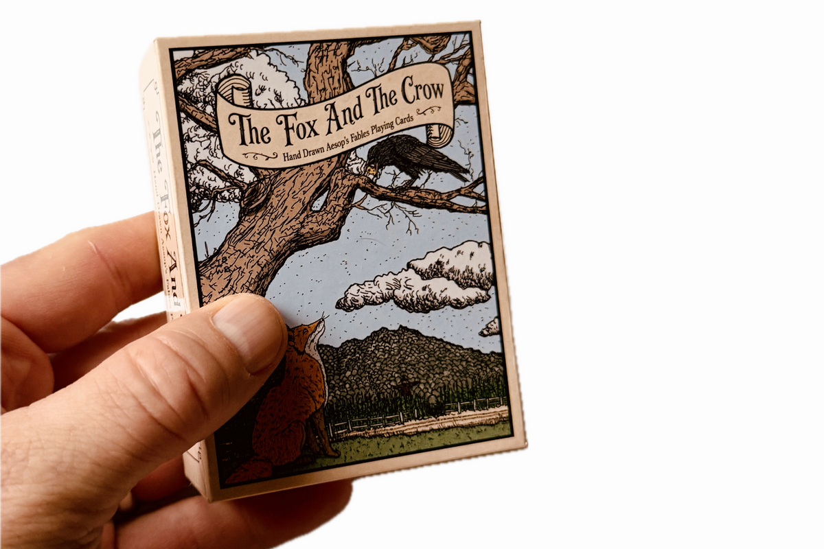 Aesop's Fable The Fox And The Crow Hand Drawn Playing Cards