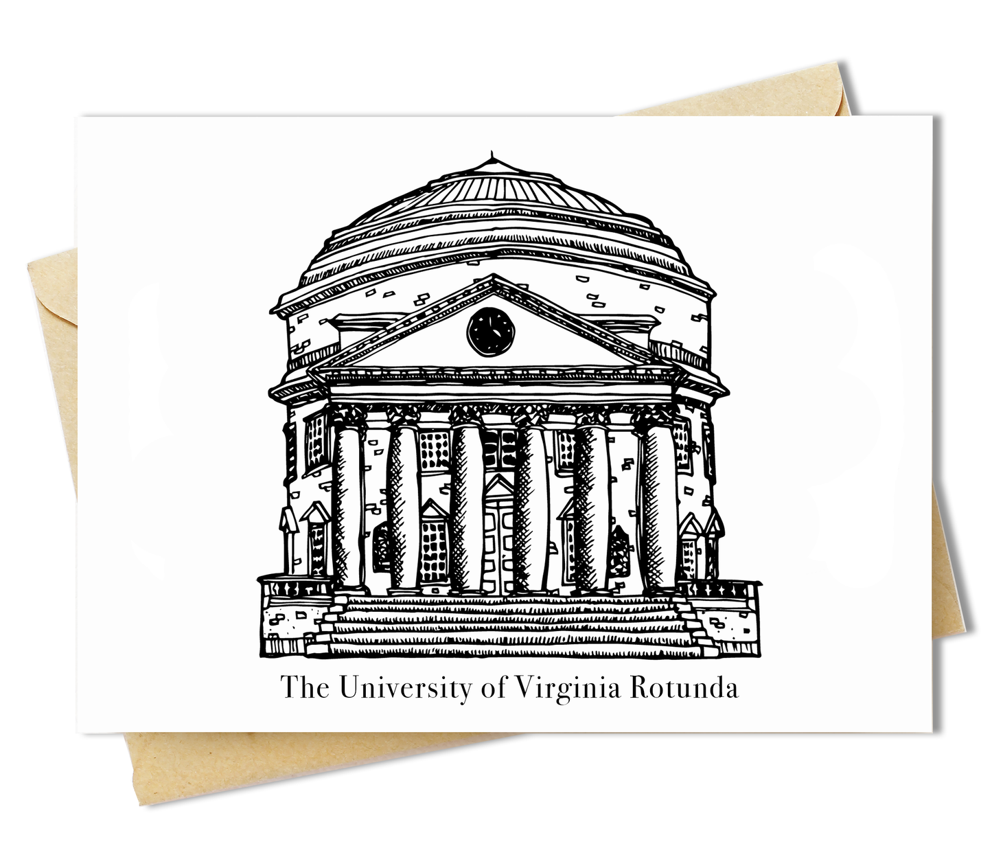 BellavanceInk: Greeting Card With A Pen & Ink Drawing Of The University Of Virginia Rotunda 5 x 7 Inches (Officially Licensed)