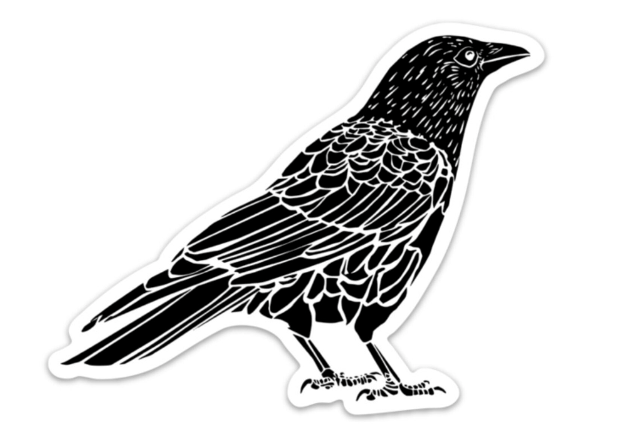 BellavanceInk: Crow Vinyl Sticker Pen and Ink Illustration