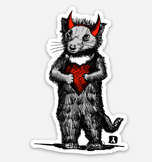BellavanceInk: Tasmanian Devil Holding A Heart Vinyl Sticker