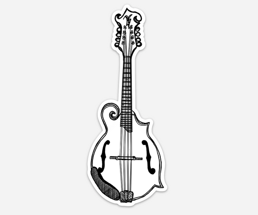 BellavanceInk: Pen And Ink Drawing Of An F Style Mandolin Vinyl Sticker