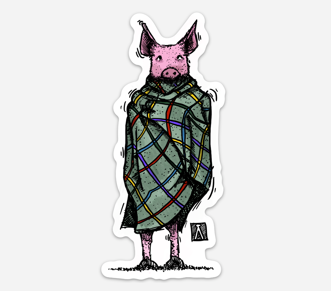 BellavanceInk: Pig In A Blanket Vinyl Sticker Pen And Ink Illustration