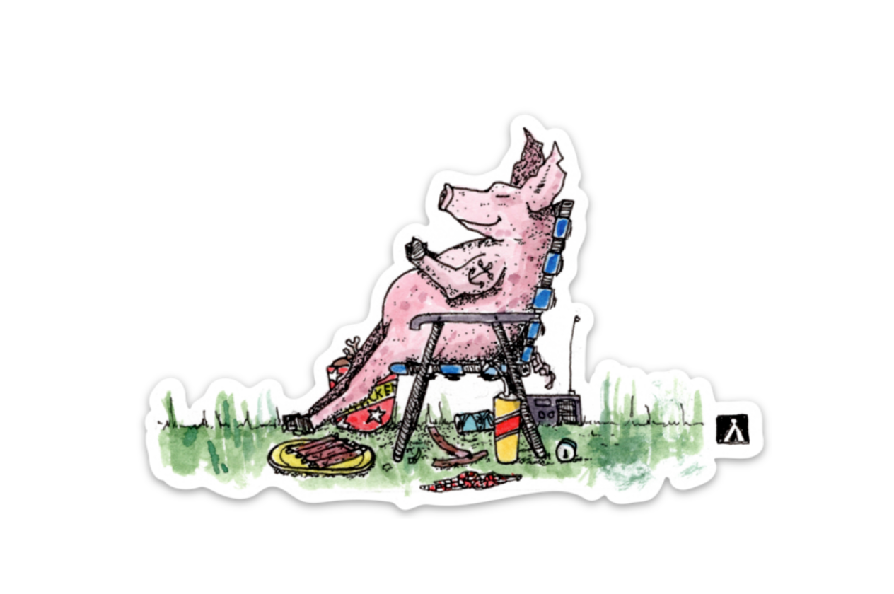 BellavanceInk: Pig In At A BBQ Enjoying Ribs In Their Beach Chair