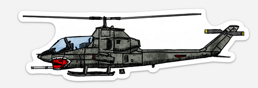 BellavanceInk: Vintage Cobra Attack Helicopter Vinyl Sticker Pen and Ink Illustration