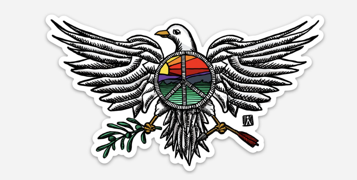 BellavanceInk: Pen And Ink Drawing Of Peace Dove Symbol Vinyl Sticker
