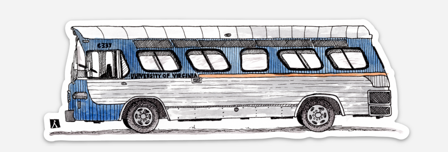 Bellavance Ink: Vintage UVA Bus At University Of Virginia Vinyl Sticker Illustration (Officially Licensed)
