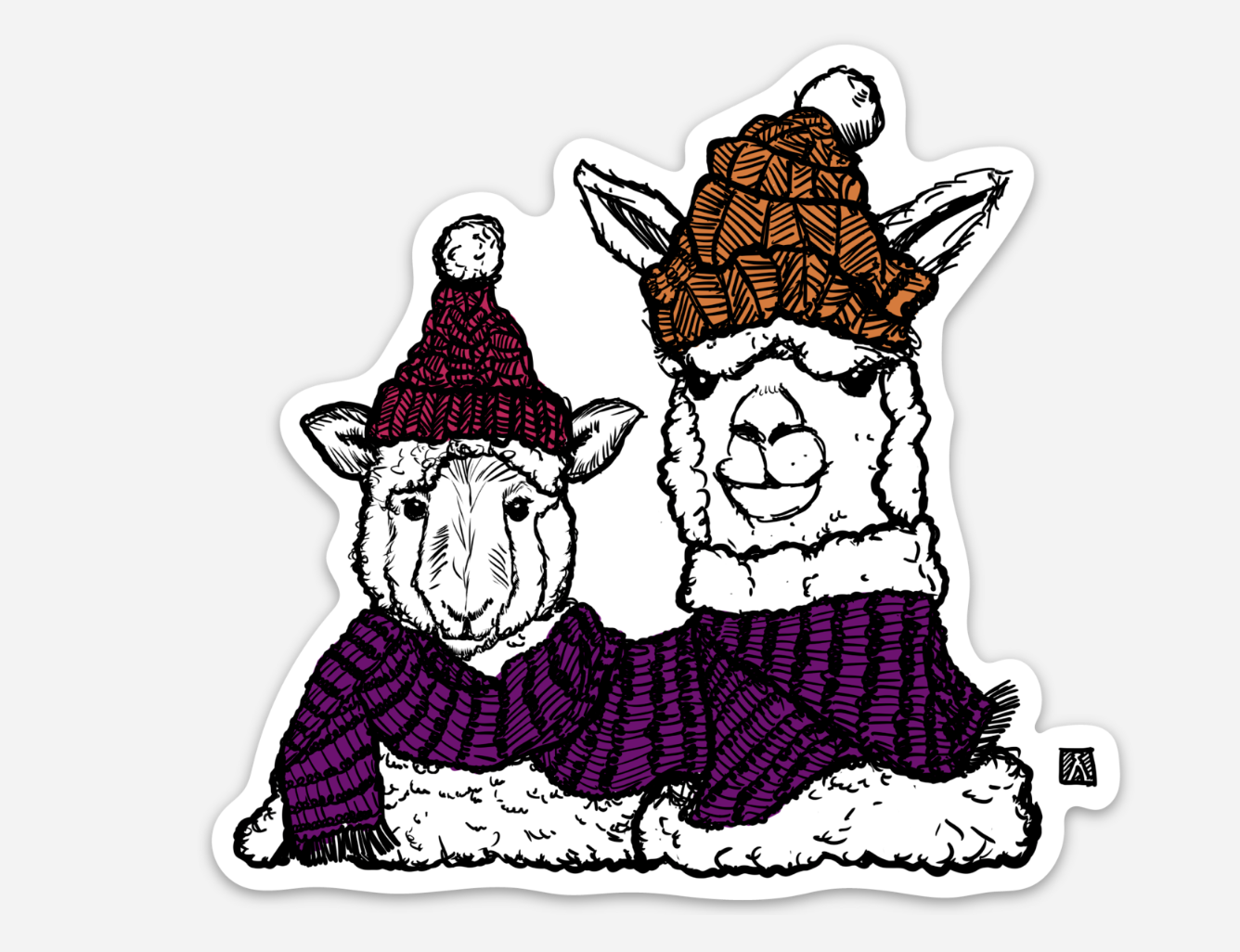 BellavanceInk: Sheep And Alpaca Standing Together Vinyl Sticker