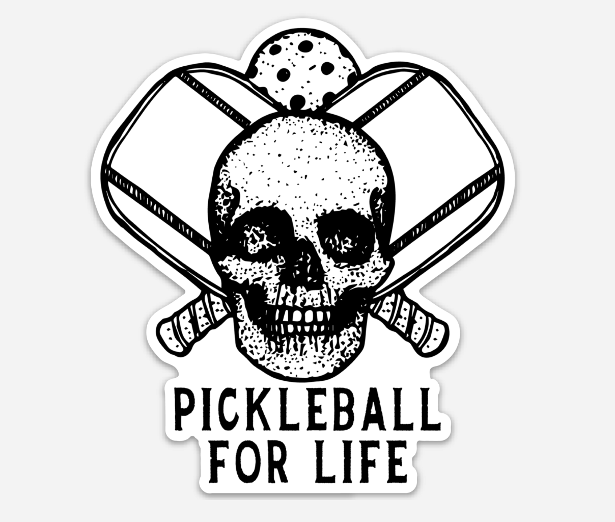 BellavanceInk: Pickle Ball For Life Skull And Cross Bones Style Heavy Vinyl Sticker