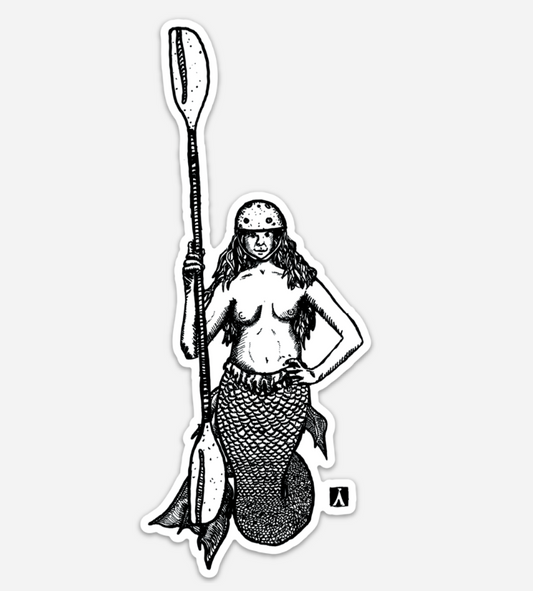 BellavanceInk: Mermaid With Her Kayak Gear Paddle And Helmet Vinyl Sticker (Copy)