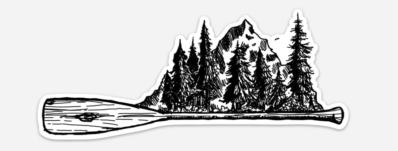 BellavanceInk: Canoe Paddle With Mountain Scene Canoeing Heavy Vinyl Sticker