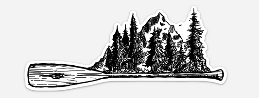 BellavanceInk: Canoe Paddle With Mountain Scene Canoeing Heavy Vinyl Sticker