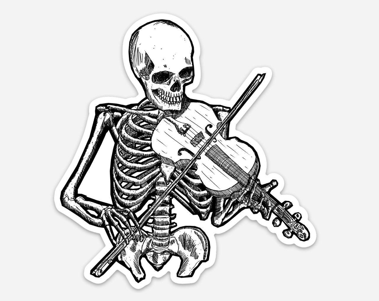 BellavanceInk: Skeleton Playing The Violin Hand Drawn Illustration
