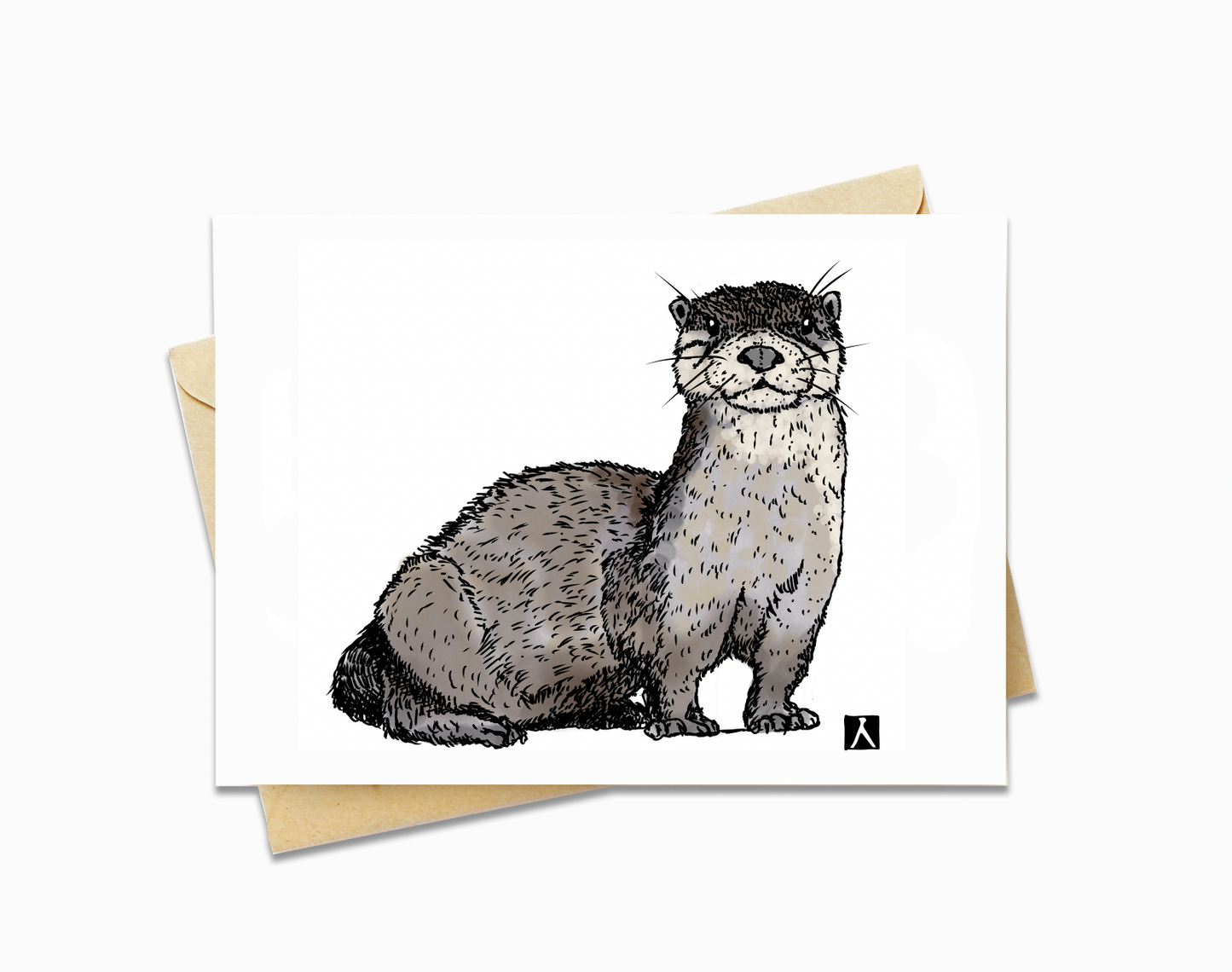 BellavanceInk: Hand Drawn Otter Pen & Ink Watercolor Illustration 5 x 7 Inches
