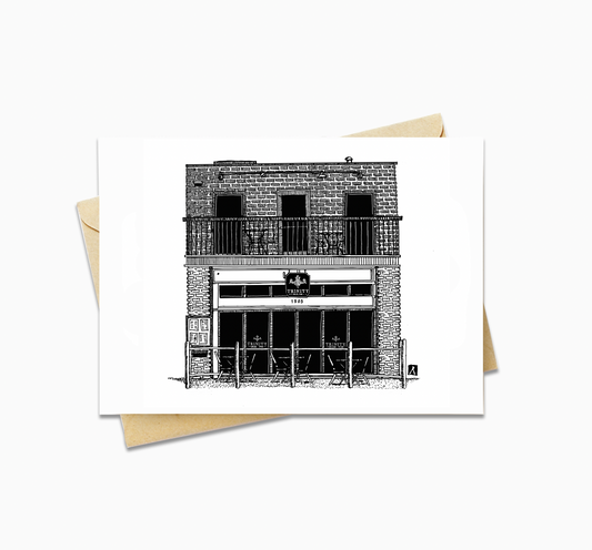 BellavanceInk: Greeting Card With A Pen & Ink Drawing Of Trinity Irish Bar On The Corner In Charlottesville (Copy)