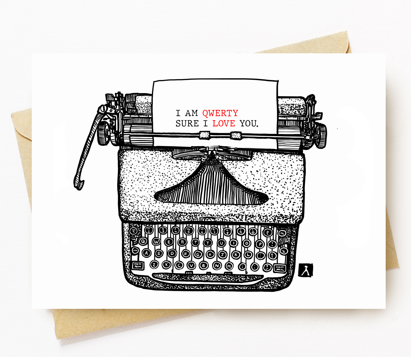 BellavanceInk: Valentine's Card With Vintage Type Writer And Typed Message Of Love 5 x 7 Inches