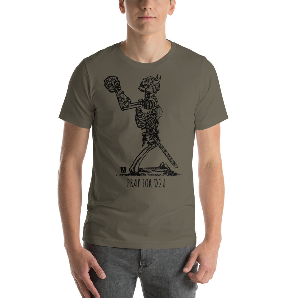 BellavanceInk: Skeleton Warrior Praying For A D20 Dice Roll Short Sleeve T-Shirt