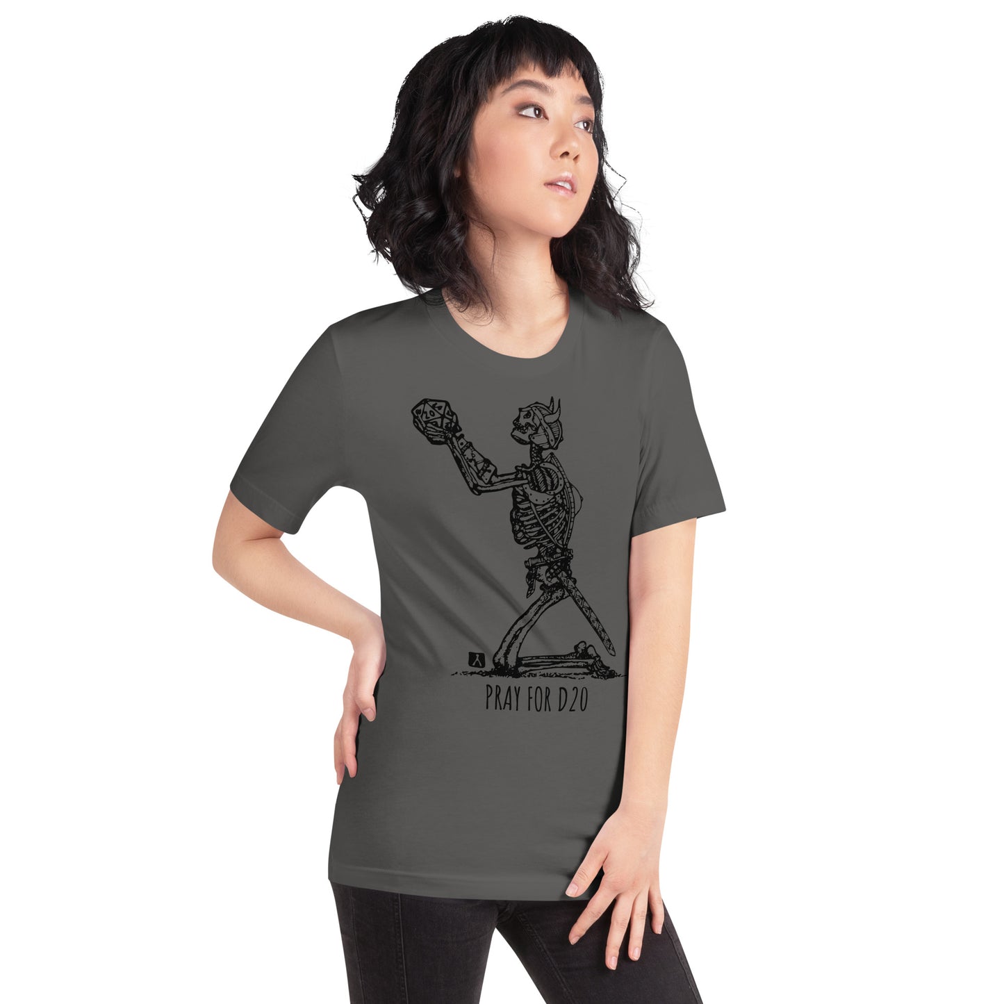 BellavanceInk: Skeleton Warrior Praying For A D20 Dice Roll Short Sleeve T-Shirt