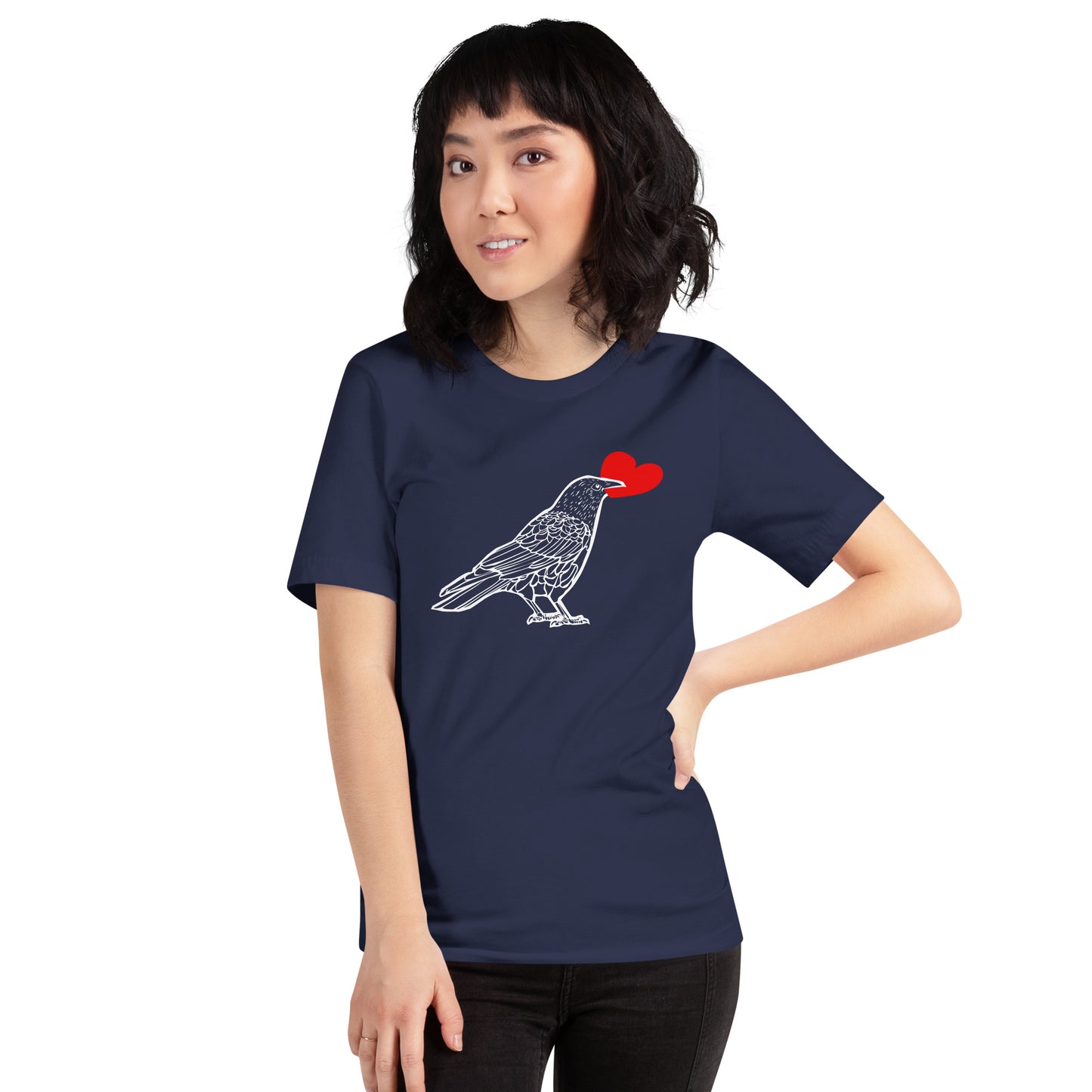 BellavanceInk: Standing Crow Holding A Heart Short Sleeve T-Shirt