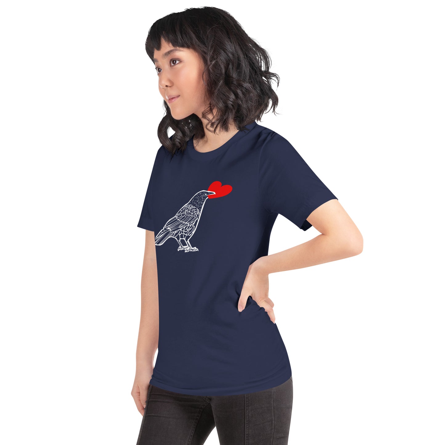 BellavanceInk: Standing Crow Holding A Heart Short Sleeve T-Shirt