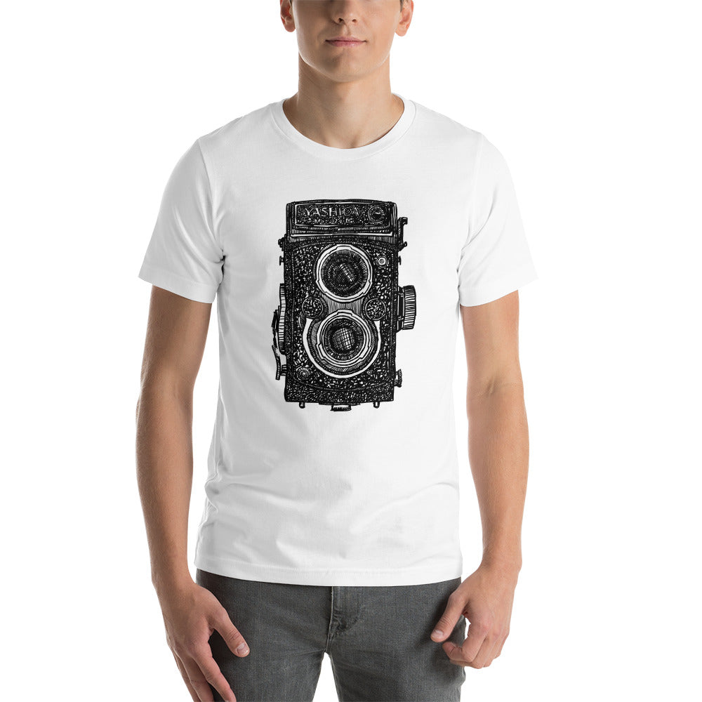 BellavanceInk: Vintage Box Camera Pen And Ink Drawing On A Short Sleeve T-Shirt