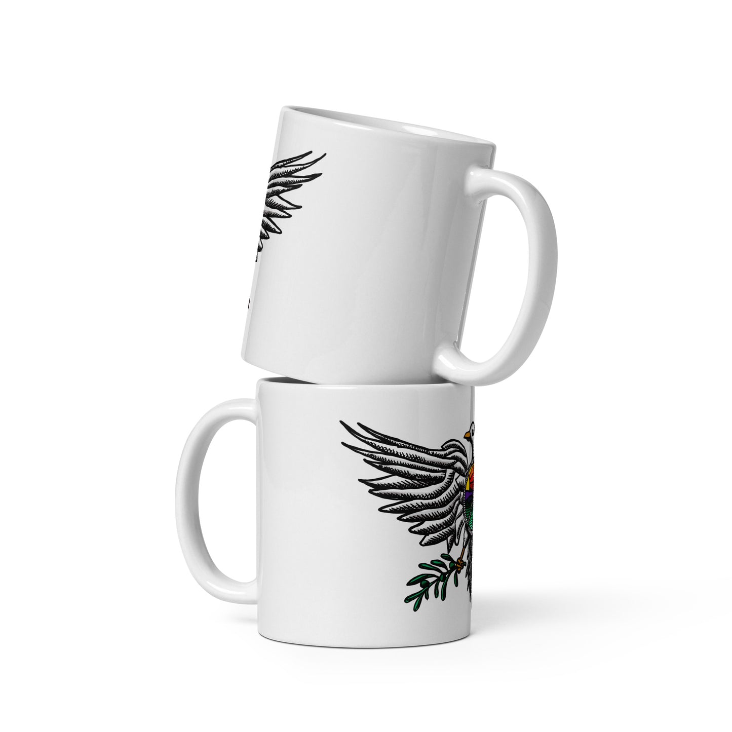 BellavanceInk: Peace Dove Symbol Hand Drawn Pen And Ink White Coffee Mug