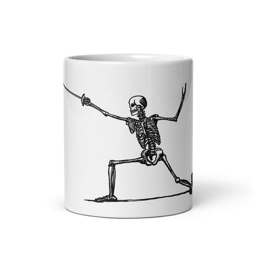 BellavanceInk: Coffee Mug With Pen & Ink Drawing Of A Skeleton Fencing With Their Sword